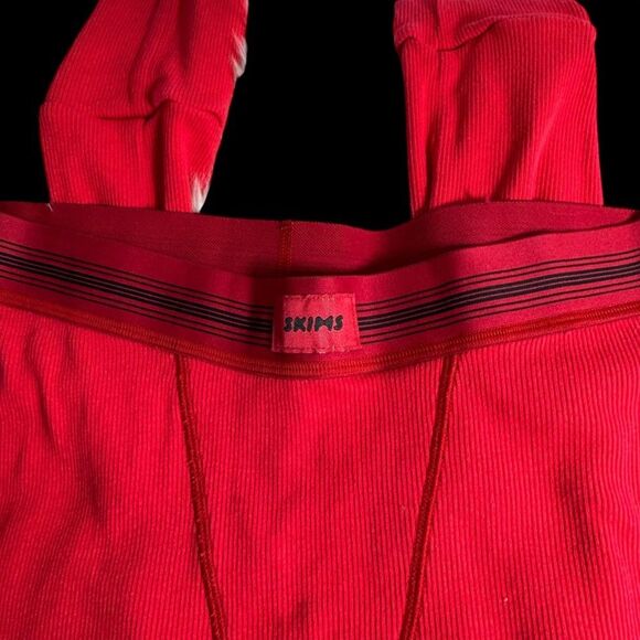 SKIMS Red Cotton Rib Knit High Rise‎ Leggings Sz S - Picture 3 of 7